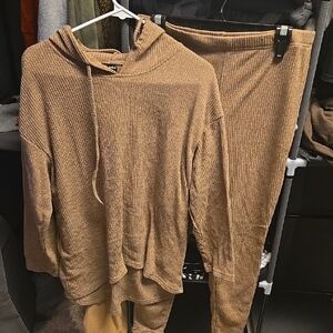 SHEIN Brown Knit Sweater And Pant Set